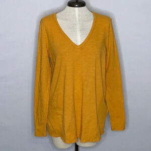 T.La from Anthropologie V Neck Long Sleeve Tee Shirt in Mustard - Size Small